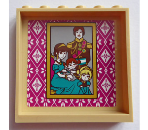 LEGO Zandbruin Paneel 1 x 6 x 5 met Gold Kader met family photo Sticker (59349)
