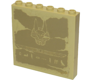 LEGO Beige Panel 1 x 6 x 5 mit Hieroglyphics und Anubis Aufkleber (59349)