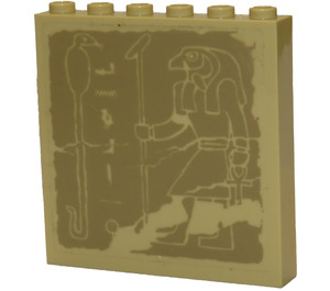 LEGO Tan Panel 1 x 6 x 5 with Hieroglyphics, Horus and Snake Sticker (59349)