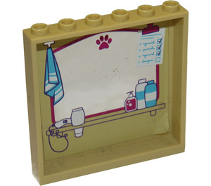 LEGO Tan Panel 1 x 6 x 5 with mirror and pet grooming supplies Sticker (59349)