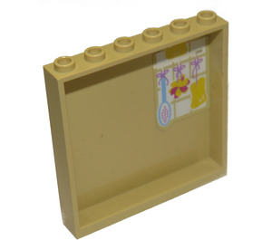 LEGO Tan Panel 1 x 6 x 5 with yellow duck Sticker (59349)
