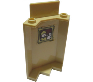 LEGO Zandbruin Paneel 3 x 3 x 6 Hoek Muur met Portrait of Puppet Player Sticker zonder inkepingen aan de onderzijde (87421)