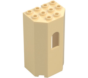 LEGO Beige Paneeli 3 x 4 x 6 Turret Seinä jossa Ikkuna (30246)