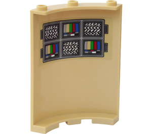 LEGO Tan Panel 4 x 4 x 6 Curved with 6 TV Screens Sticker (30562)