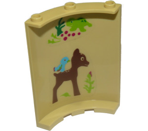 LEGO Tan Panel 4 x 4 x 6 Curved with Bird, Turtle, Fawn (Inside), Birds, Flowers, Wooden Frame (Outside) Sticker (30562)