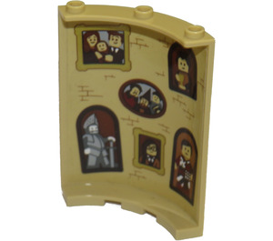 LEGO Tan Panel 4 x 4 x 6 Curved with Bricks and Six Portraits Sticker (30562)