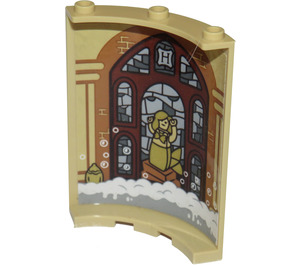 LEGO Tan Panel 4 x 4 x 6 Curved with Bricks, Bubbles, Stained Glass Windows and Mermaid Sticker (30562)