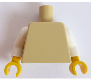 LEGO Beige Vanlig Overkropp med Hvit Armer og Gul Hender (76382 / 88585)