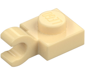 LEGO Beige Platte 1 x 1 mit Horizontaler Clip (Clip mit flacher Vorderseite) (6019)