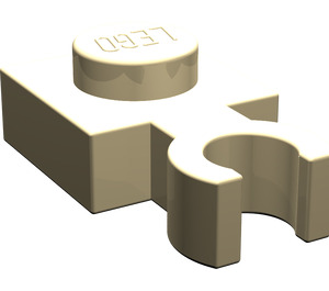 LEGO Beige Platte 1 x 1 mit Vertikale Clip (Dünner offener O-Clip)