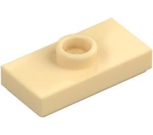 LEGO Beige Piastra 1 x 2 con 1 Bottoncino (con scanalatura e supporto per bottoncino inferiore) (15573 / 78823)