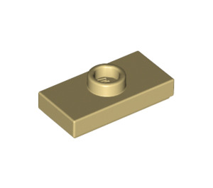 LEGO Tan Plate 1 x 2 with 1 Stud (with Groove and Bottom Stud Holder) (15573 / 78823)