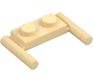 LEGO Beige Levy 1 x 2 jossa Kahvat (Matalat kahvat) (3839)