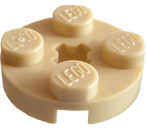 LEGO Beige Piastra 2 x 2 Rotondo con Foro dell'asse (con foro dell’asse a ‘+’) (4032)