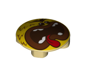 LEGO Tan Plate 2 x 2 Round with Rounded Bottom with Troll face / tongue (2654 / 67114)
