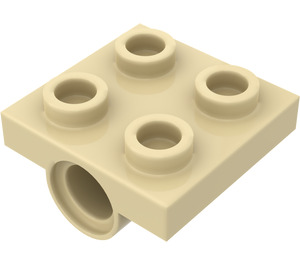 LEGO Zandbruin Plaat 2 x 2 met Gat met dwarssteunen aan de onderzijde (10247)