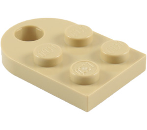 LEGO Beige Platte 2 x 3 mit Gerundet Ende und Stift Loch (3176)