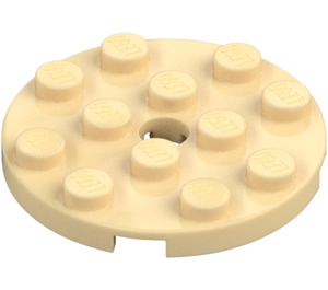 LEGO Tan Plate 4 x 4 Round with Hole and Snapstud (60474)