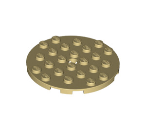LEGO Tan Plate 6 x 6 Round with Pin Hole (11213)