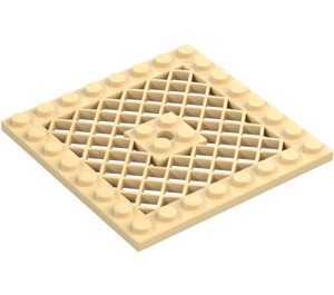 LEGO Beige Platte 8 x 8 mit Gitter (Loch in der Mitte) (4047 / 4151)