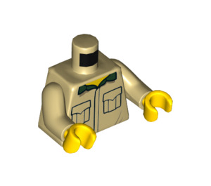LEGO Tan Safari Shirt with Dark Green Collar Torso (973 / 76382)
