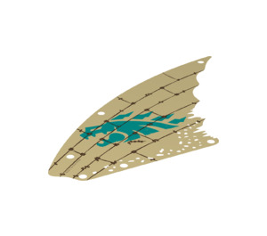 LEGO Beige Segel 13 x 32 Dreieckig mit Turquoise Drachen Kopf (73481)