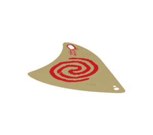 LEGO Tan Sail Triangular with Red Spiral Swirl (67172)