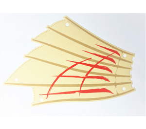 LEGO Tan Sail with Dark Tan Ribs and Red Lines (Left)