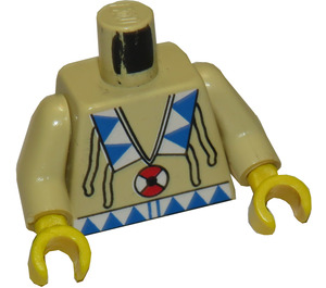 LEGO Zandbruin Shirt Torso met Blauw en Wit Driehoeken Wearing a Rood en Wit Pendant (973 / 73403)