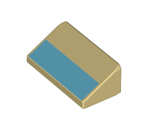 LEGO Zandbruin Helling 1 x 2 (31°) met Blauw Rectangle (73796 / 85984)