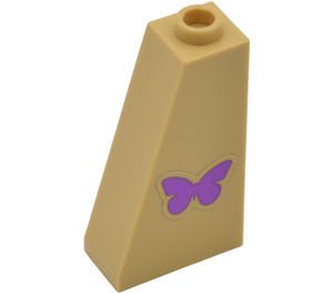 LEGO Tan Slope 1 x 2 x 3 (75°) with Purple Butterfly Sticker with Hollow Stud (4460)