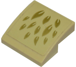 LEGO Tan Slope 2 x 2 Curved with Gold Feathers Sticker (15068)