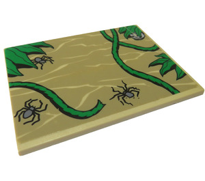 LEGO Zandbruin Helling 6 x 8 (10°) met Spiders en Vines Sticker (4515)
