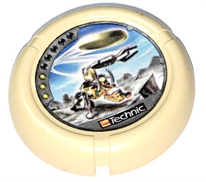 LEGO Beige Technic Bionicle Våben Throwing disk med Granite / Rock, 3 pips, Granite throwing disk (32171)