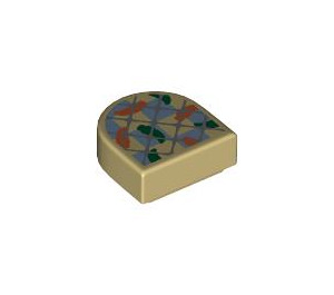 LEGO Tan Tile 1 x 1 Half Oval with Checkered Pattern (24246 / 106243)