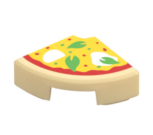 LEGO Beige Tile 1 x 1 Fjerdedel Sirkel med Pizza Slice (25269 / 101789)