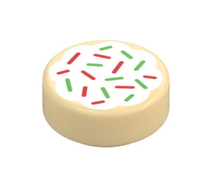 LEGO Beige Fliese 1 x 1 Rund mit Cookie Icing und Sprinkles (35380 / 80121)