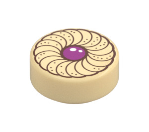 LEGO Tan Tile 1 x 1 Round with Jam Cruller (25462 / 98138)