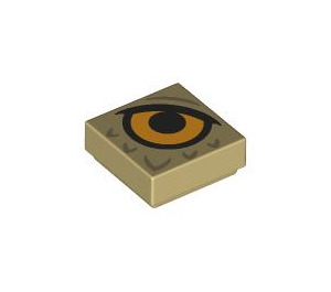 LEGO Tan Tile 1 x 1 with Orange Eye with Groove (3070 / 109141)