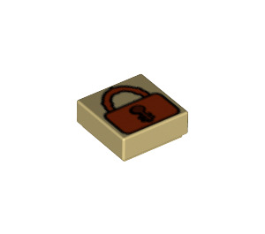 LEGO Beige Fliese 1 x 1 mit Padlock mit Nut (3070 / 48958)