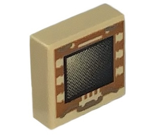 LEGO Tan Tile 1 x 1 with Star Wars Screen with Groove (84462)