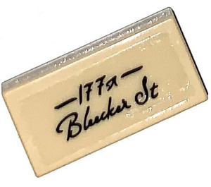 LEGO Tan Tile 1 x 2 with ‘177a Bleecker St’ Sticker with Groove (3069)