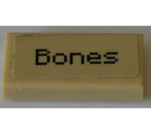 LEGO Zandbruin Tegel 1 x 2 met "Bones" Sticker met groef (3069)