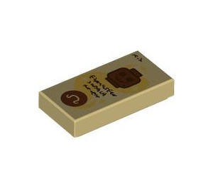 LEGO Tan Tile 1 x 2 with Brown Lego Head and Writing with Groove (3069 / 107333)