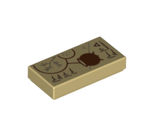 LEGO Tan Tile 1 x 2 with Cauldron and Recipe with Groove (3069 / 73854)