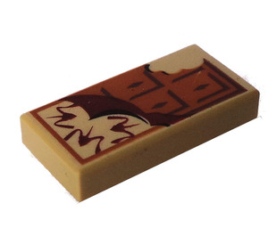 LEGO Tan Tile 1 x 2 with Chocolate with Groove (3069 / 48959)