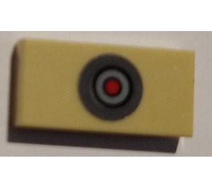LEGO Tan Tile 1 x 2 with Colored circles Sticker with Groove (3069)