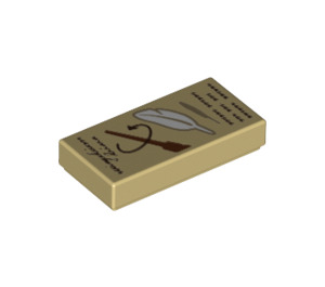 LEGO Tan Tile 1 x 2 with Feather, Wand and 'Wingardium Leviosa' Decoration with Groove (3069 / 39649)