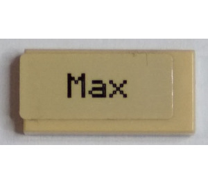 LEGO Tan Tile 1 x 2 with 'Max' Pattern Sticker with Groove (3069)