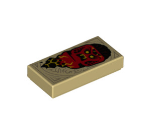 LEGO Tan Tile 1 x 2 with Red Monster, Yellow Eyes with Groove (3069 / 25223)
